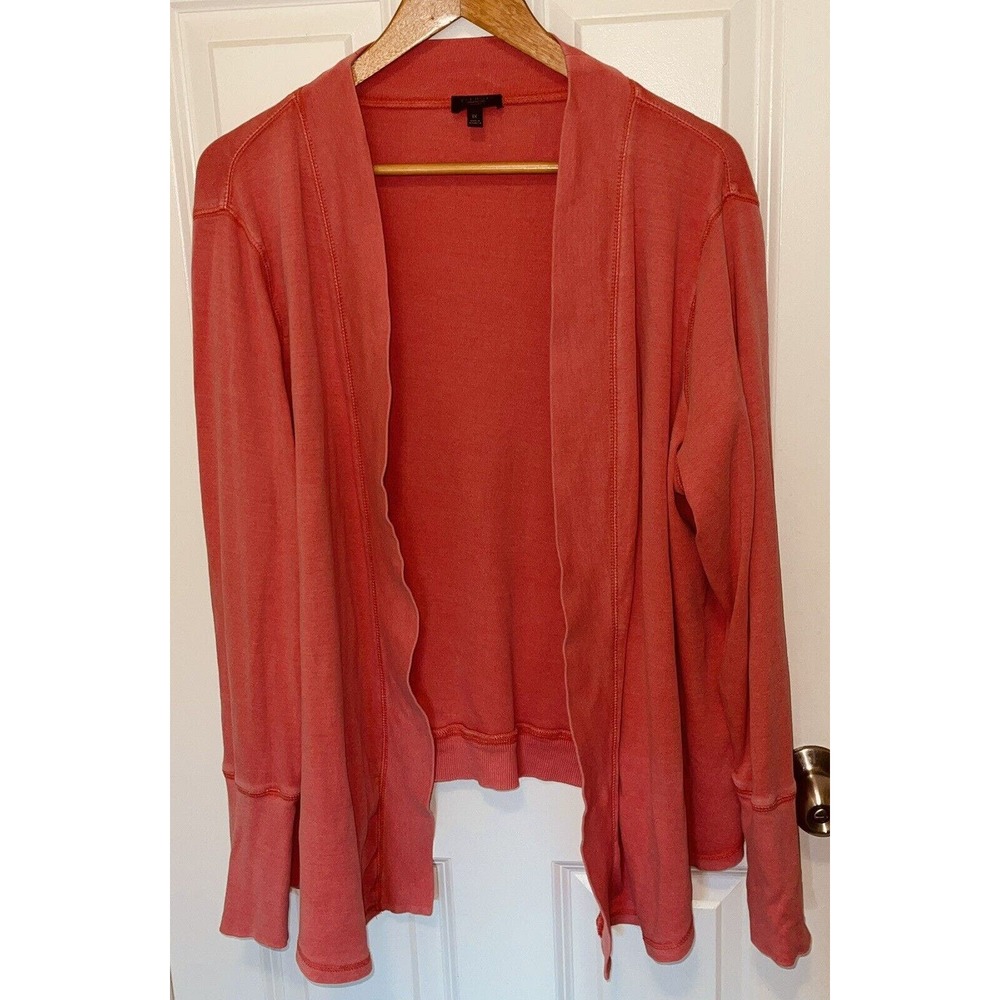 Talbots Women's Open Front Light Cardigan Size 1X Plus Cotton Long Sleeves Pink‎